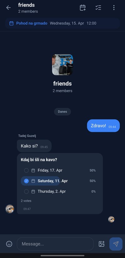 SubIn Group chat with built-in polls and event scheduling